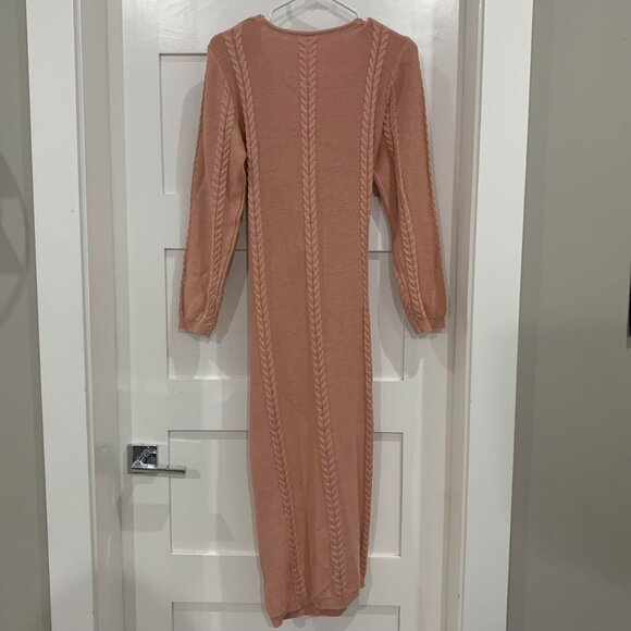 brown knit dress with tie detail - Picture 2 of 3